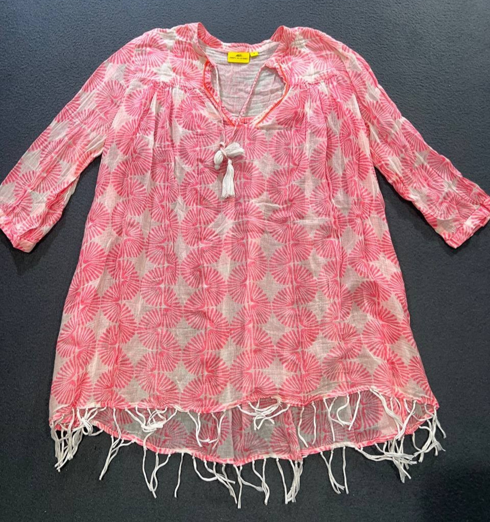 Roberta Roller Rabbit V Neck Tunic Swim Cover-Up Top Shirt Women's S A010323